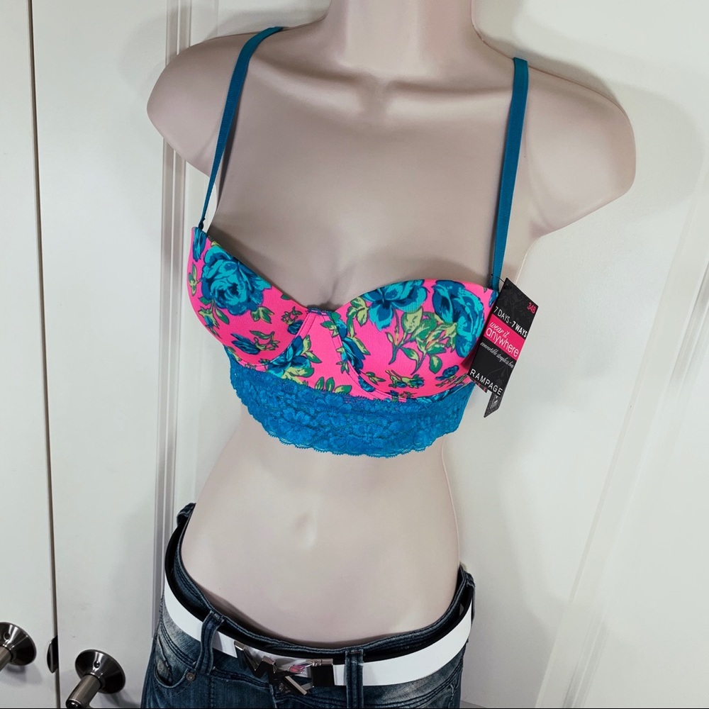 NWT Rampage Lace & Flowers Busty Bustier Corset Convertible Bra Sexy Crop Top - Picture 15 of 16